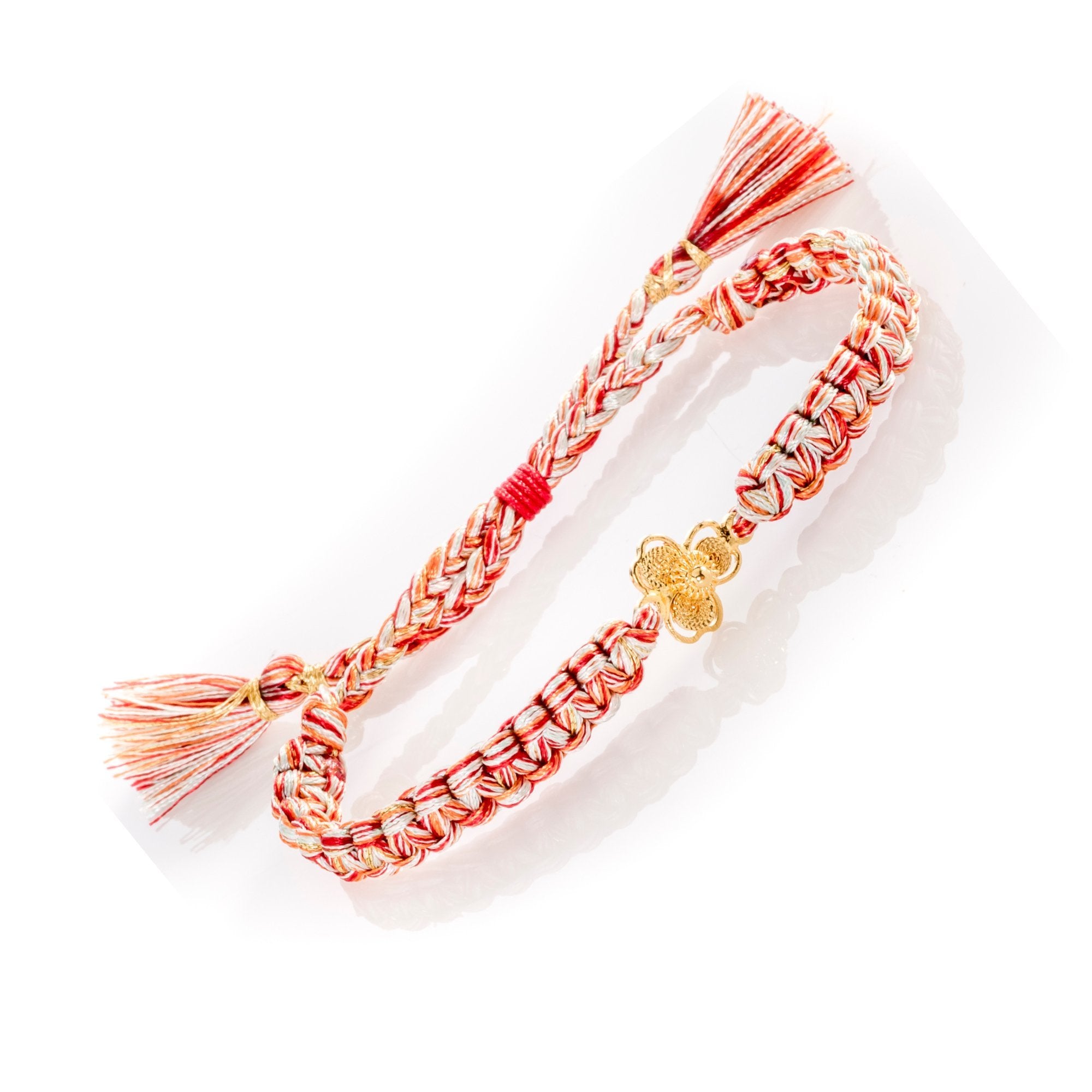 Adjustable Clover Gold Filigree Bracelet-SkyBlue-Red-Muti
