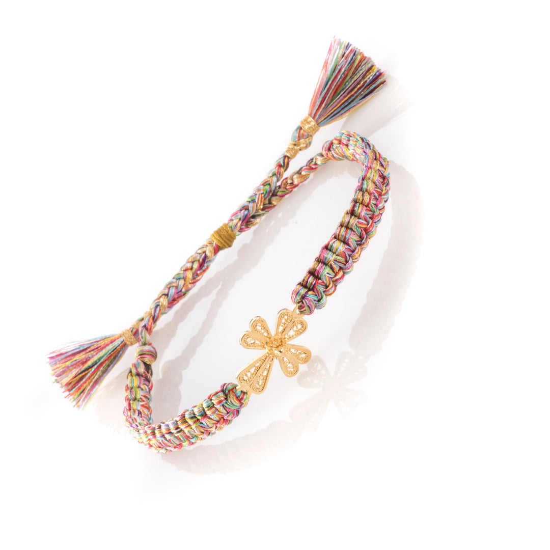 Adjustable Cross Filigree Gold Bracelet Multicolor