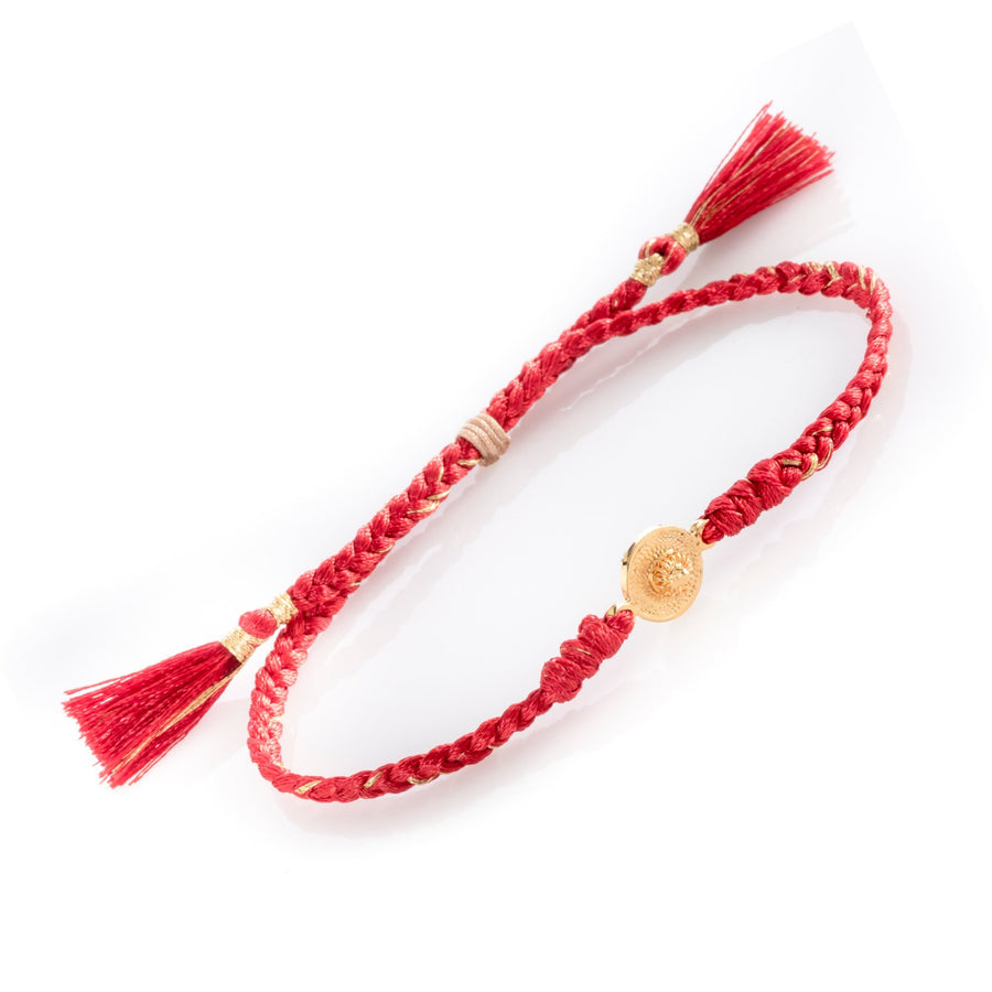 Adjustable Filigree Gold Drum Bracelet Red