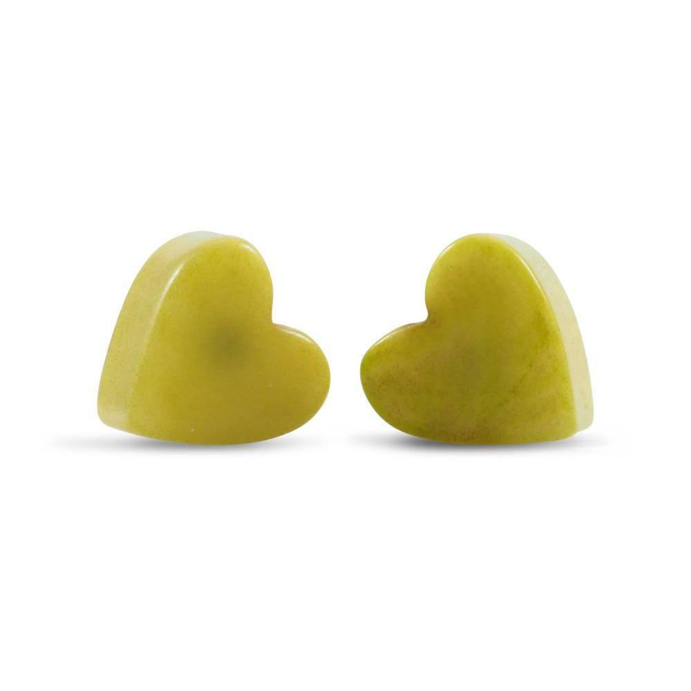 Heart Mini Stud Tagua Earrings - Lime - Makarla