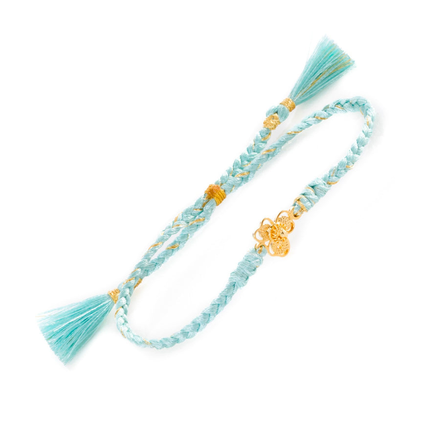 Adjustable Filigree Gold Hojitas Bracelet Aqua