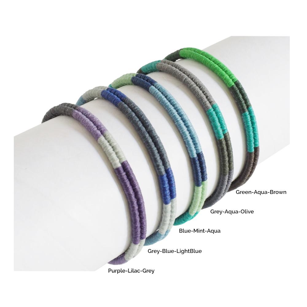 Duos Men's Macrame Surfer Bracelet Green-Aqua-Brown