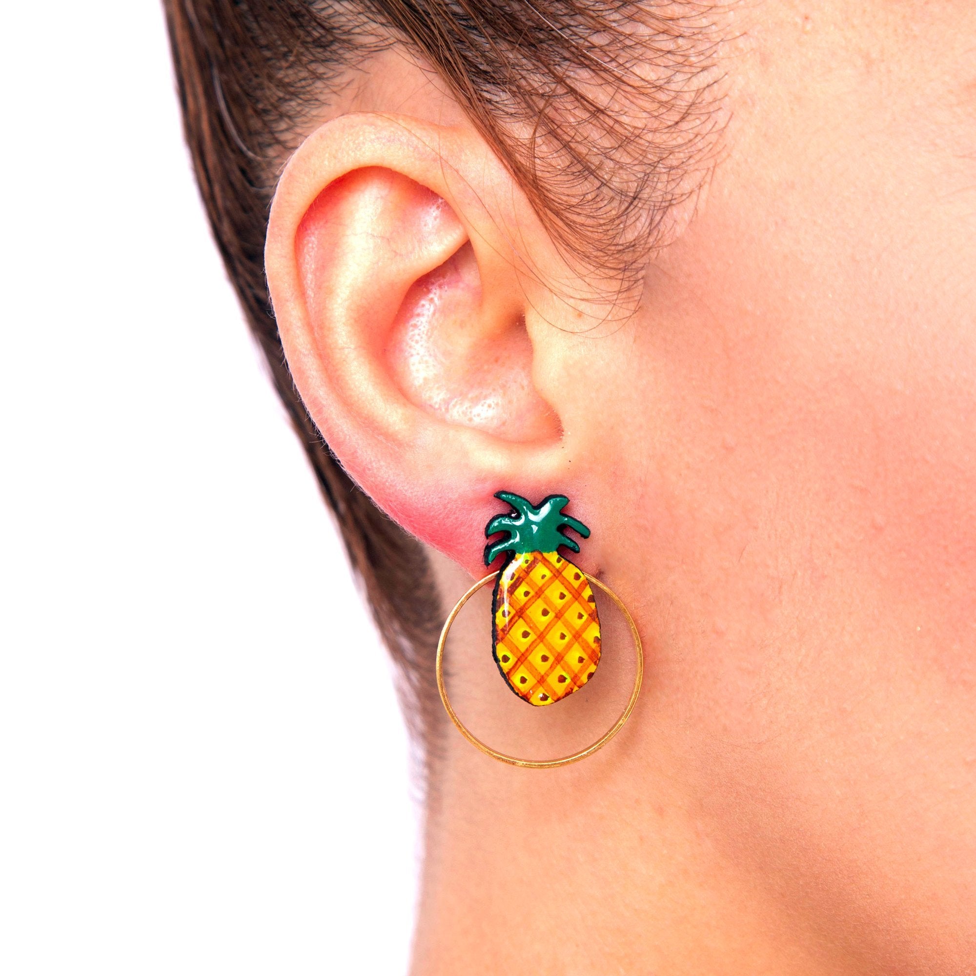 Pineapple Wood Stud Earrings