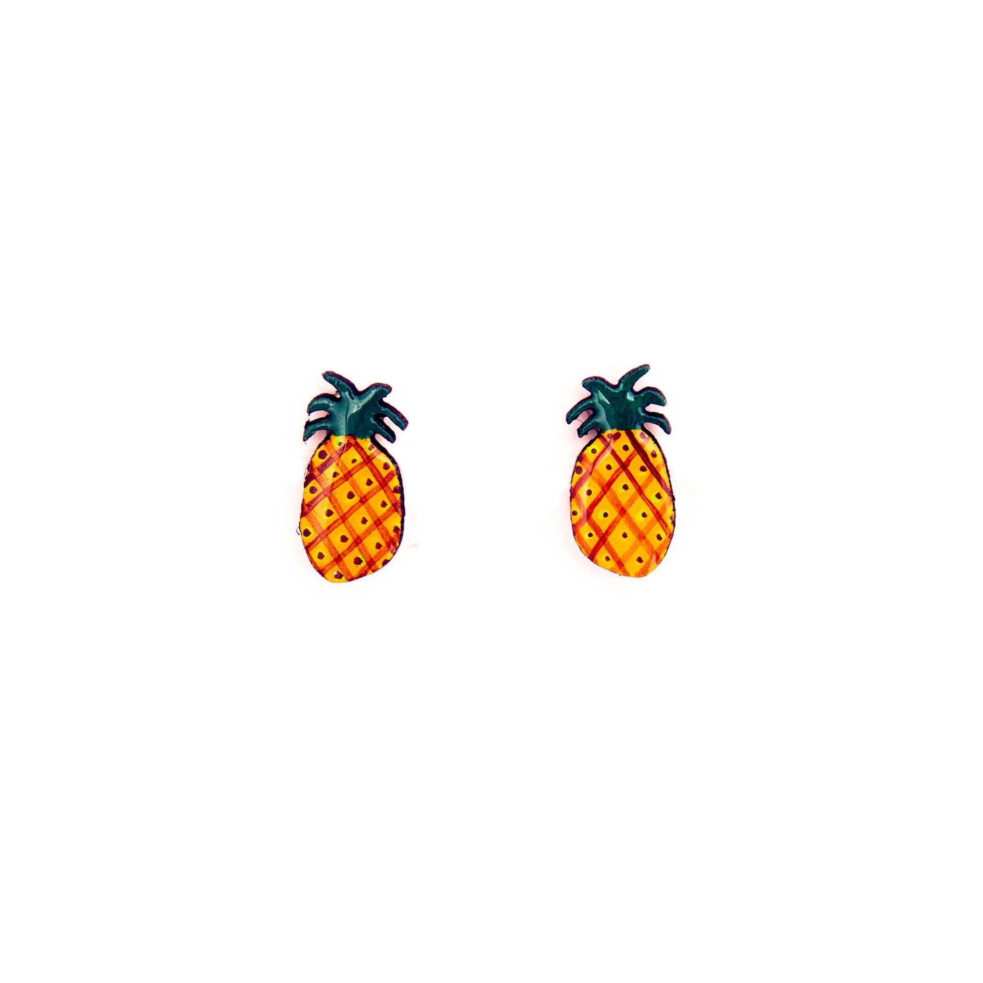 Pineapple Wood Stud Earrings