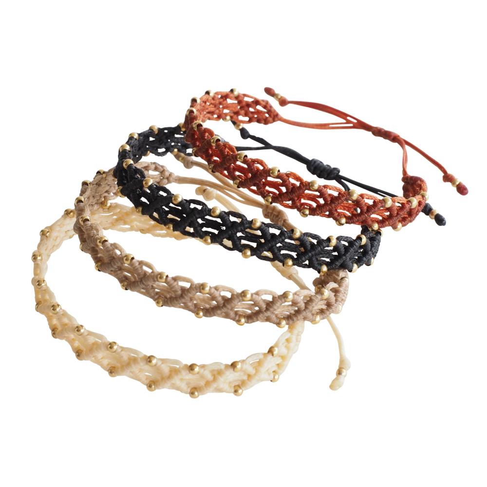 Rombos Macrame Bracelet - Gold Filled Beads - Colors