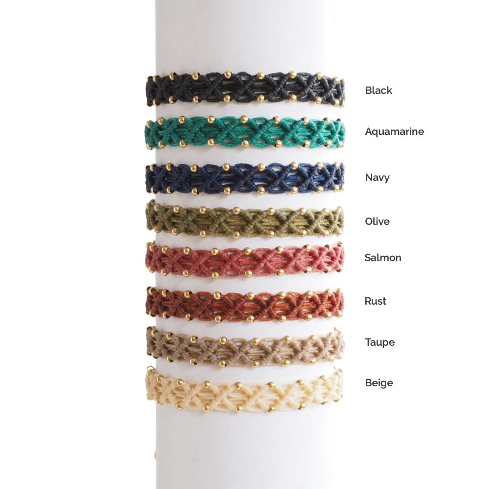 Rombos Macrame Bracelet - Gold Filled Beads - Colors