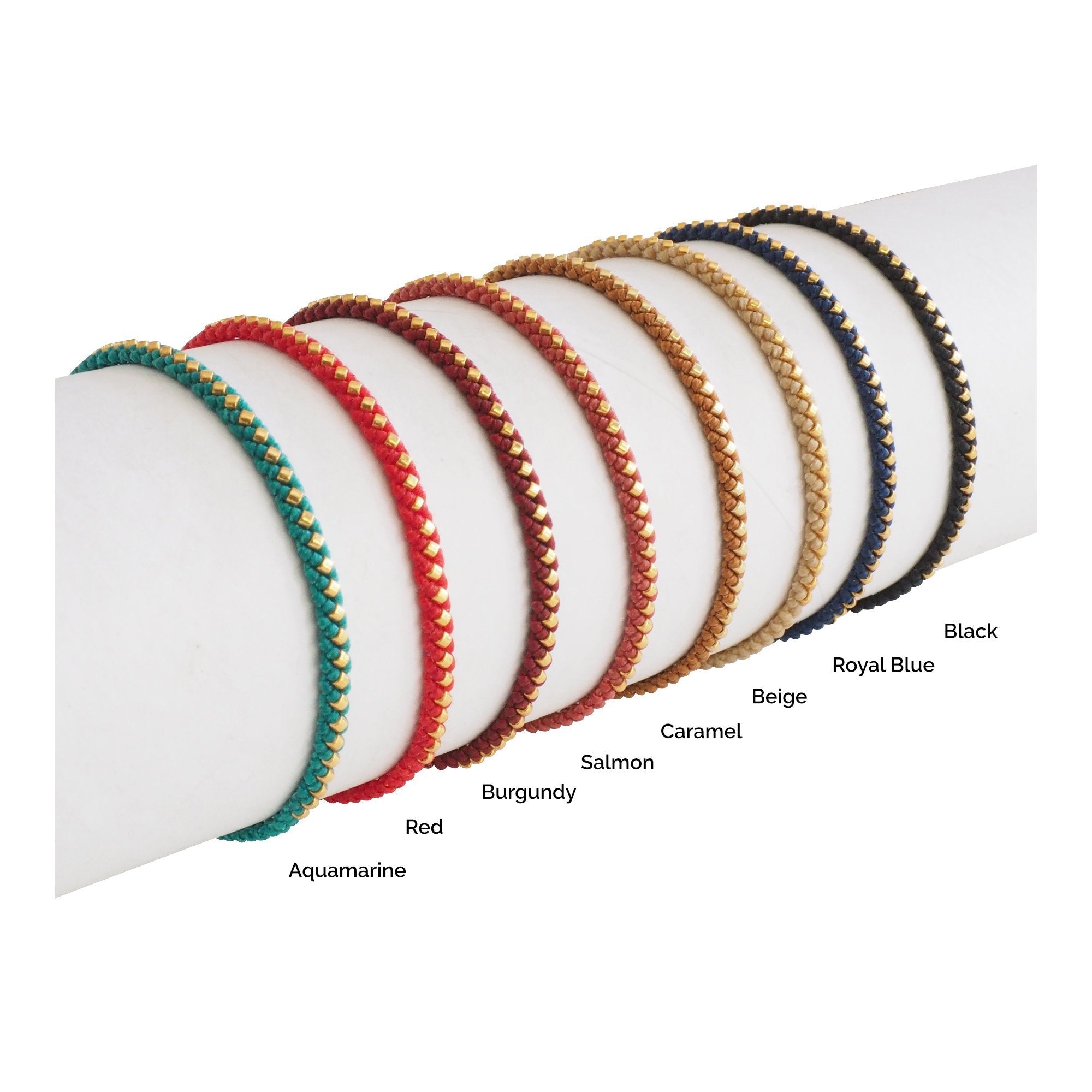 Macrame Adjustable Thin Beaded Bracelet Colors