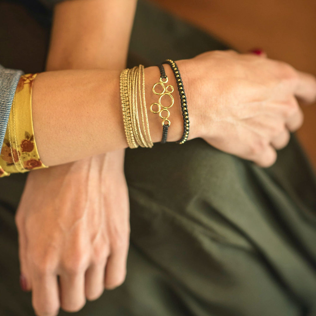 Macrame Adjustable Thin Beaded Bracelet Stack