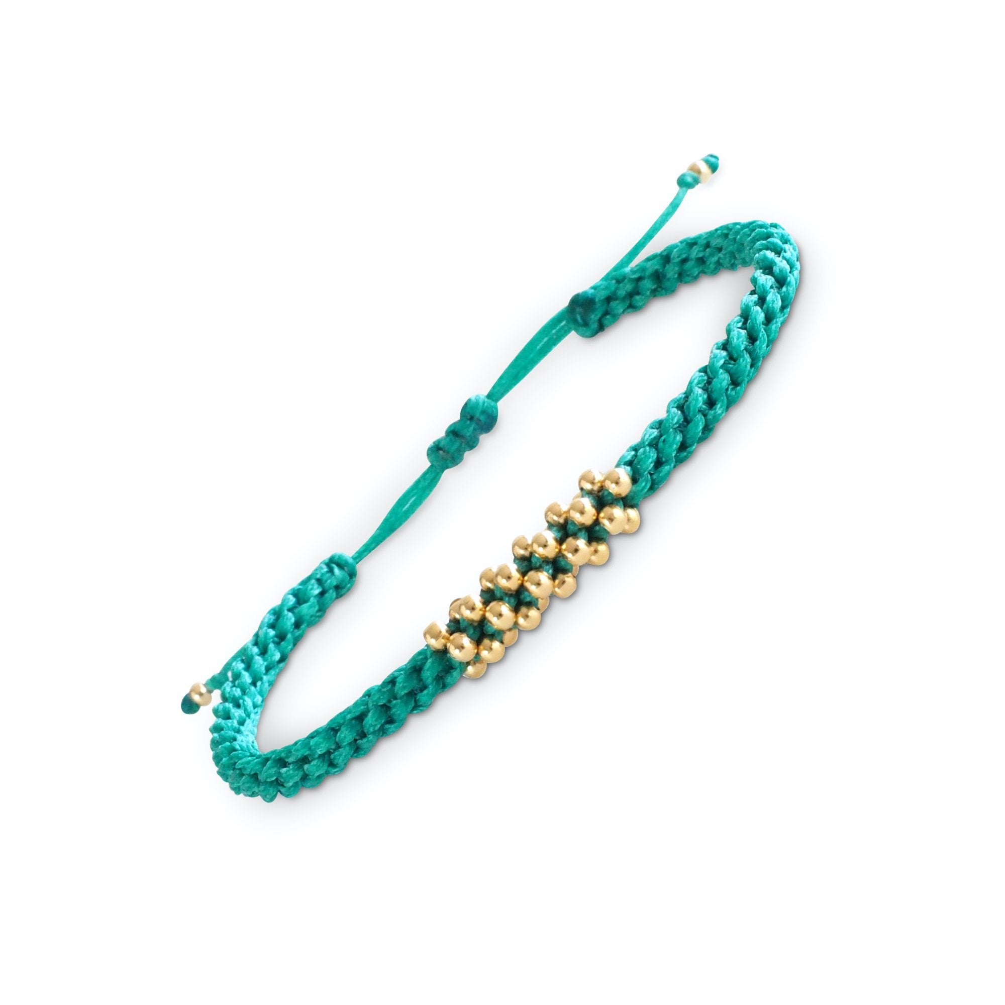 Tramo Macrame Bracelet Gold-Filled Beads - Aquamarine