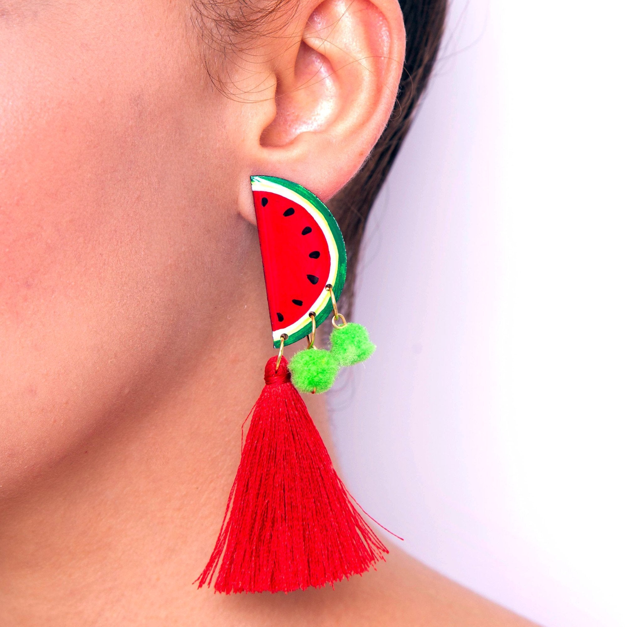 Watermelon Tassel Earrings Maxi