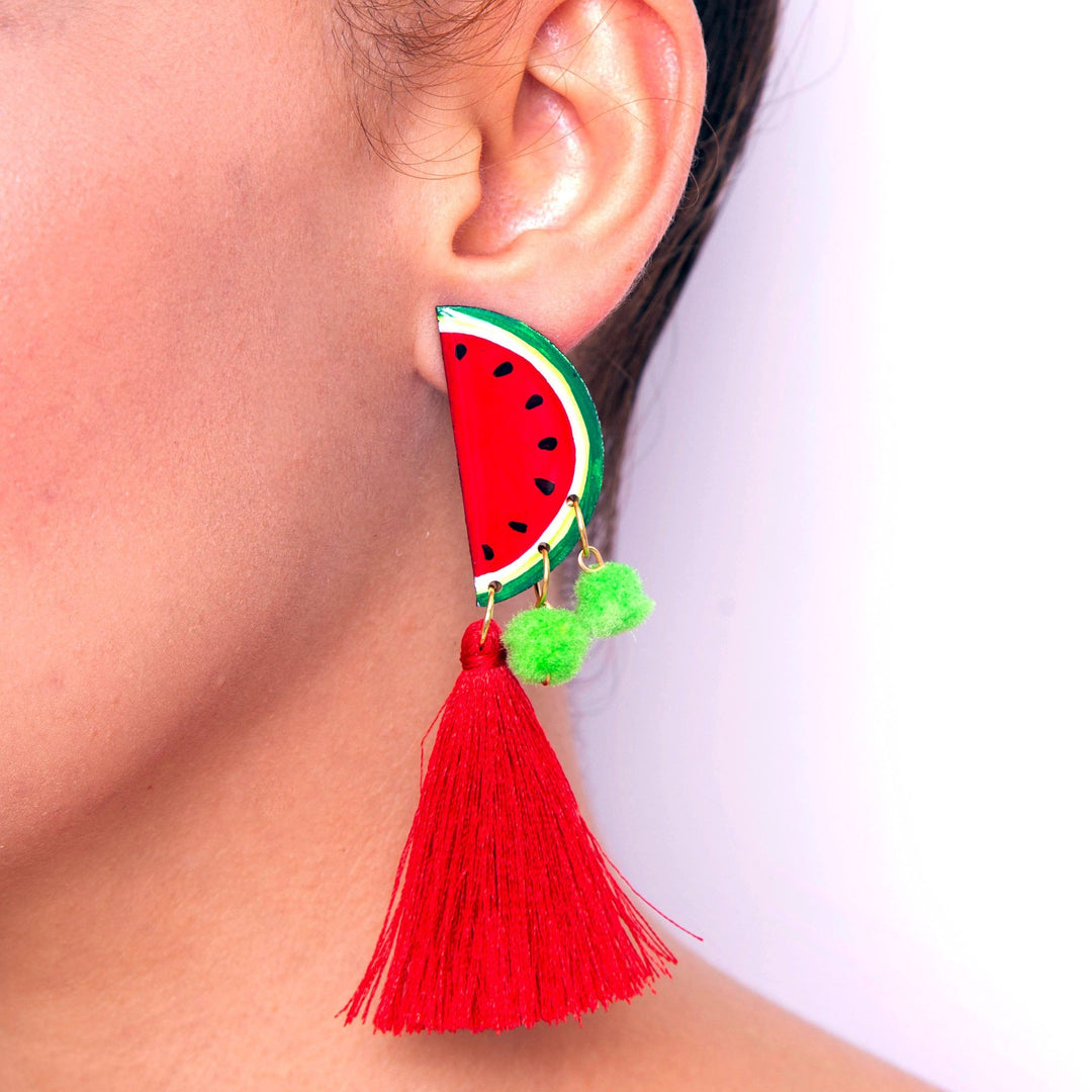 Watermelon Tassel Earrings Maxi