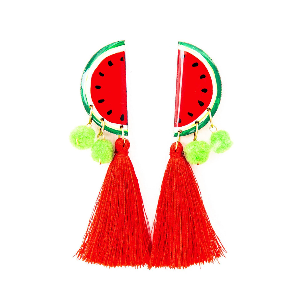 Watermelon Tassel Earrings Maxi